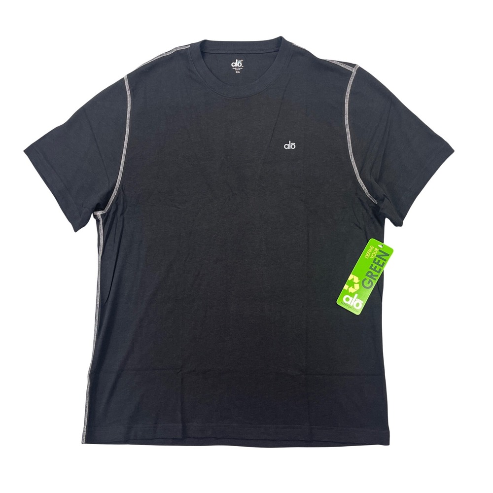 Alo Sport T-Shirt Mens XXL CoolFit Black Bamboo Short Sleeve Tee Alo Yoga - NWT